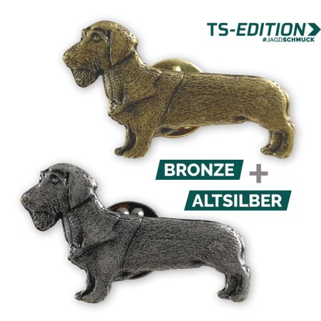 Pin/Anstecker – Motiv RAUHAARDACKEL in bronze und altsilber